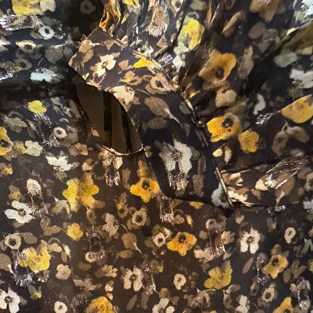 NWT SIZE 1/US S OVERSIZED The Kooples Black and Yellow Floral Blouse - Picture 7 of 13